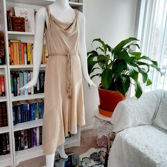 NWT Liz Claiborne Gold Shimmer Asymmetric Dress P6474 - Picture 1 of 9